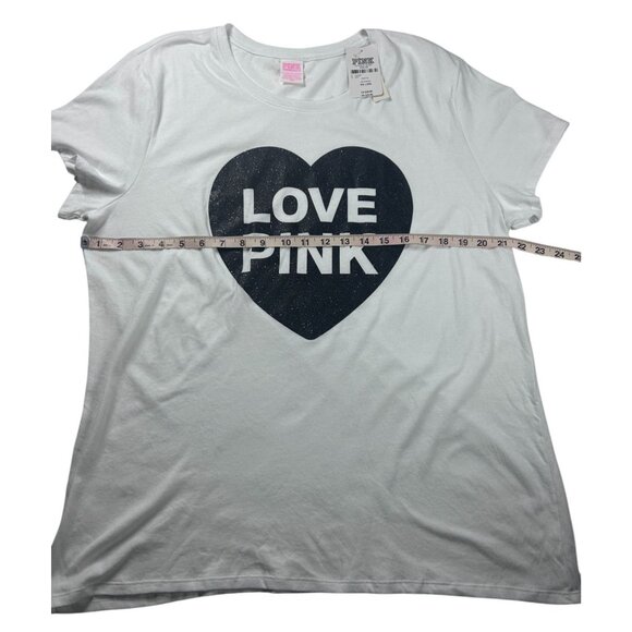 PINK Love Pink Heart Graphic Tee Women's Size XXL White New With Tags - Picture 6 of 8